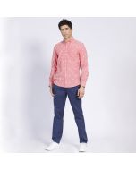 Camisa Manga Larga Oxford Estampada Slim Fit Boton Cuello