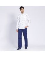 Camisa Manga Larga Oxford Estampada Slim Fit Boton Cuello