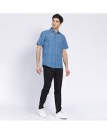 Camisa Manga Corta Guayabera Estampada Regular Fit Cuello Semi Italiano