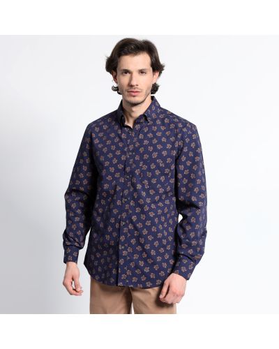 Camisa Manga Larga Estampada Microprint 