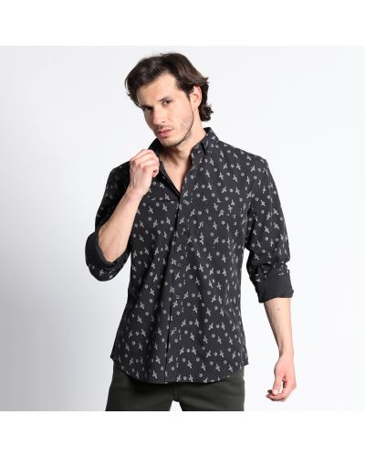 Camisa Manga Larga Estampada Microprint 