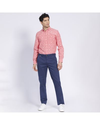 Pantalon Hombre Frente Plano Slim Fit Spandex